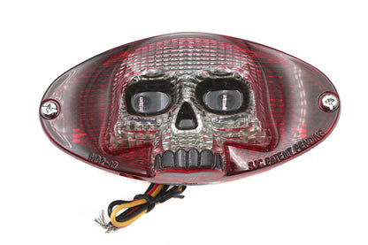 Wyatt Gatling Chrome Cateye LED Tail Lamp Skull Style - Show or Decorative Use Only
