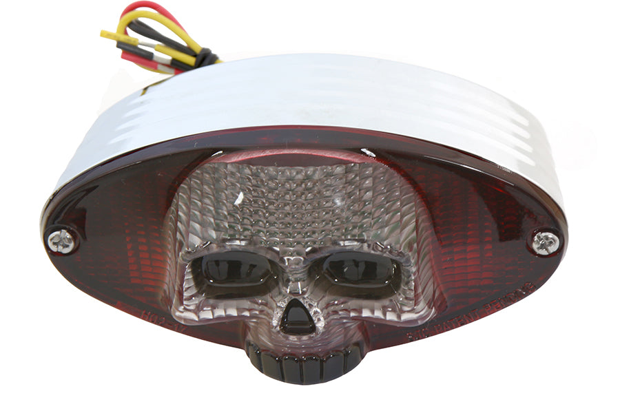 Wyatt Gatling Chrome Cateye LED Tail Lamp Skull Style - Show or Decorative Use Only
