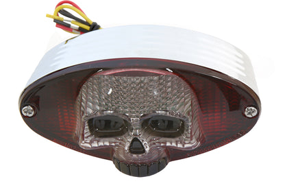 Wyatt Gatling Chrome Cateye LED Tail Lamp Skull Style - Show or Decorative Use Only