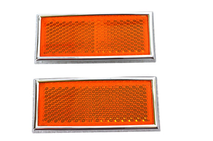 V-Twin 410-3100 Front Amber Reflector Set with Chrome Frame for Harley Davidson Fx (1972-1981)