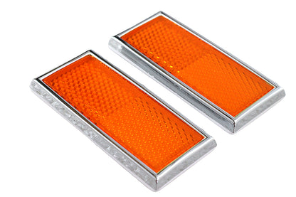 V-Twin 410-3100 Front Amber Reflector Set with Chrome Frame for Harley Davidson Fx (1972-1981)