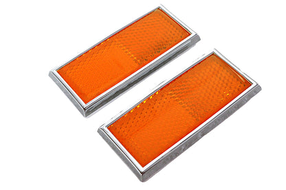 V-Twin 410-3100 Front Amber Reflector Set with Chrome Frame for Harley Davidson Fx (1972-1981)