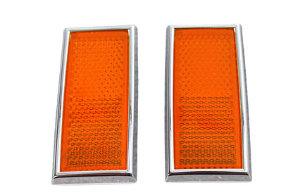 V-Twin 410-3100 Front Amber Reflector Set with Chrome Frame for Harley Davidson Fx (1972-1981)
