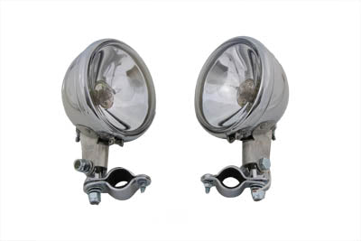 V-Twin Replica Chrome Guide Spotlamp Set 6 Volt for Harley Davidson (Part #33-0038)