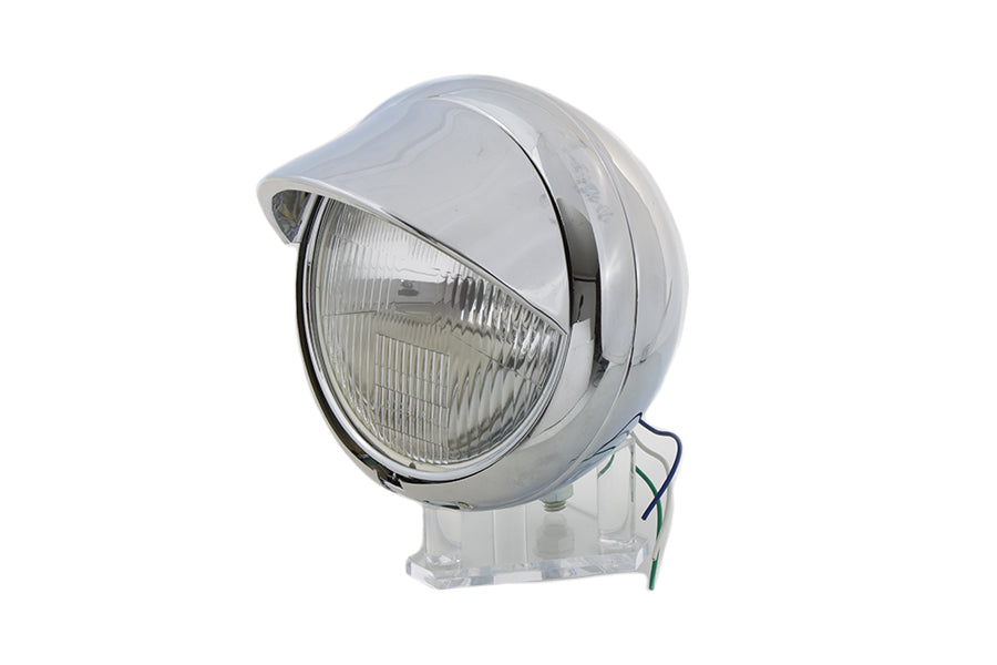V-Twin 7 Inch Round Headlamp Kit with Chrome Mounts and Wiring Connector