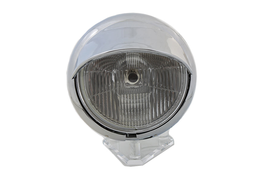 V-Twin 7 Inch Round Headlamp Kit with Chrome Mounts and Wiring Connector