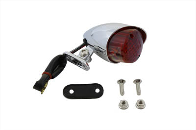 Wyatt Gatling Chrome Bullet Style Tail Lamp with License Plate Illumination and Wiring Kit