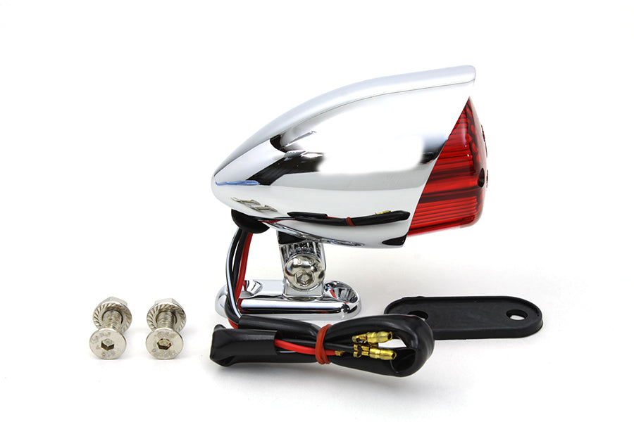 Wyatt Gatling Chrome Bullet Style Tail Lamp with License Plate Illumination and Wiring Kit