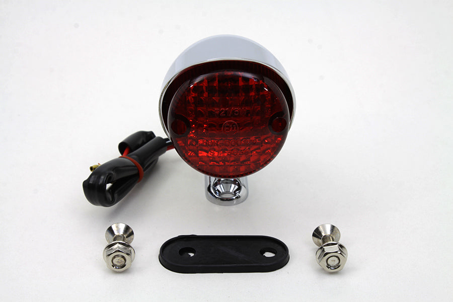 Wyatt Gatling Chrome Bullet Style Tail Lamp with License Plate Illumination and Wiring Kit