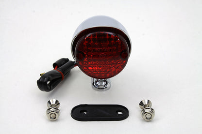 Wyatt Gatling Chrome Bullet Style Tail Lamp with License Plate Illumination and Wiring Kit