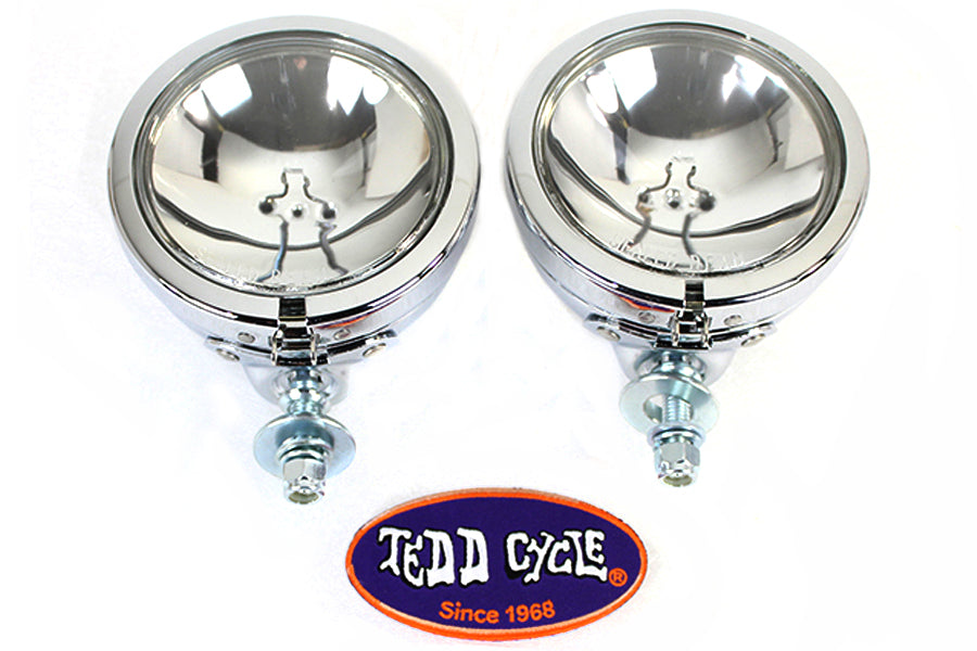 Wyatt Gatling Chrome Spotlamp Assembly Set for Harley Davidson FL (1964-1973)