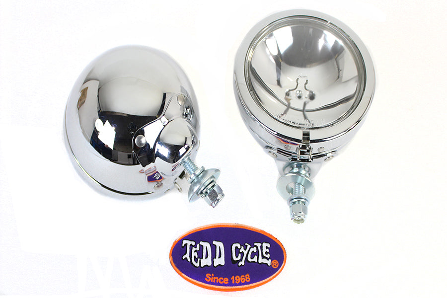 Wyatt Gatling Chrome Spotlamp Assembly Set for Harley Davidson FL (1964-1973)