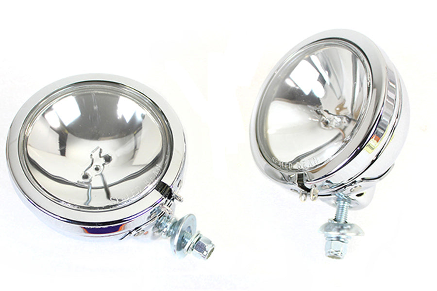 Wyatt Gatling Chrome Spotlamp Assembly Set for Harley Davidson FL (1964-1973)