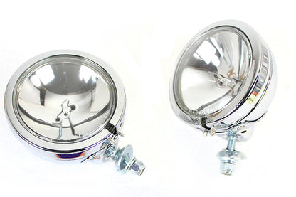 Wyatt Gatling Chrome Spotlamp Assembly Set for Harley Davidson FL (1964-1973)