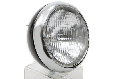 V-Twin Black 7 Inch K Headlamp with Chrome Rim for Harley Davidson XL and K Models
