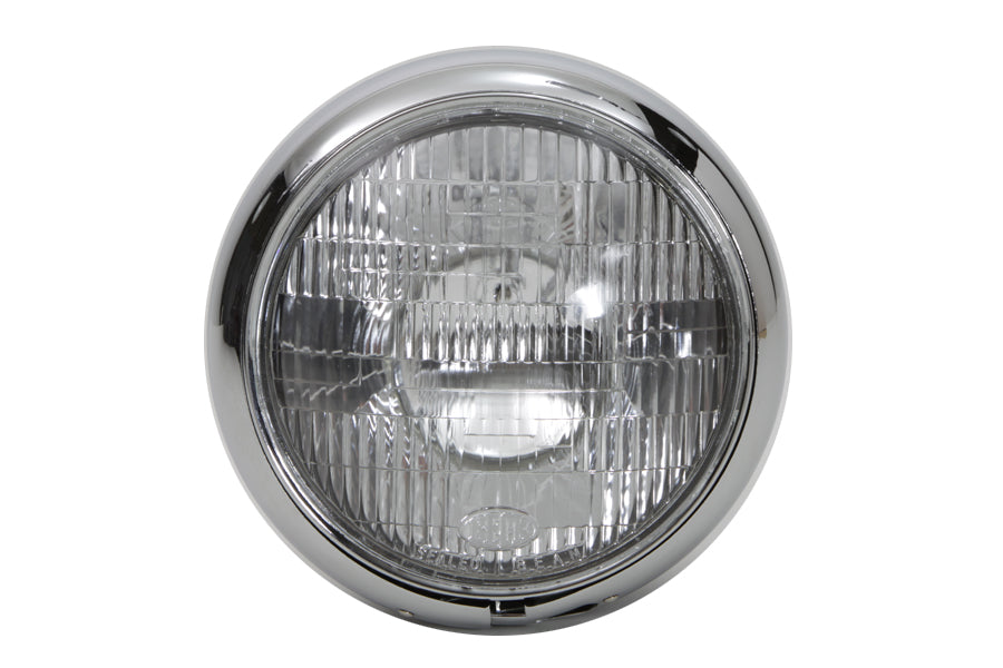V-Twin Black 7 Inch K Headlamp with Chrome Rim for Harley Davidson XL and K Models