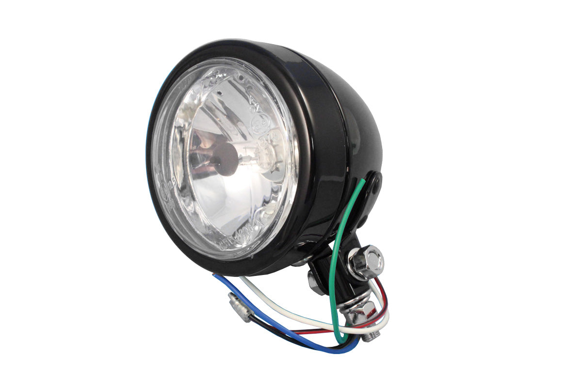 Wyatt Gatling 4 Inch Round Headlamp 12 Volt - Versatile Spotlight with Chrome Mounts