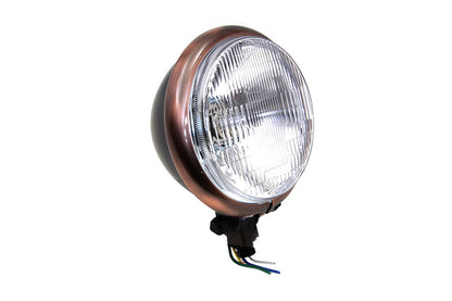Wyatt Gatling 5-3/4 Inch Black Headlamp with Copper Plated Rim - Part Number 20-6002BBRHD