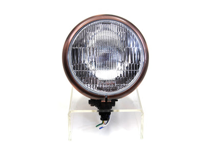 Wyatt Gatling 5-3/4 Inch Black Headlamp with Copper Plated Rim - Part Number 20-6002BBRHD