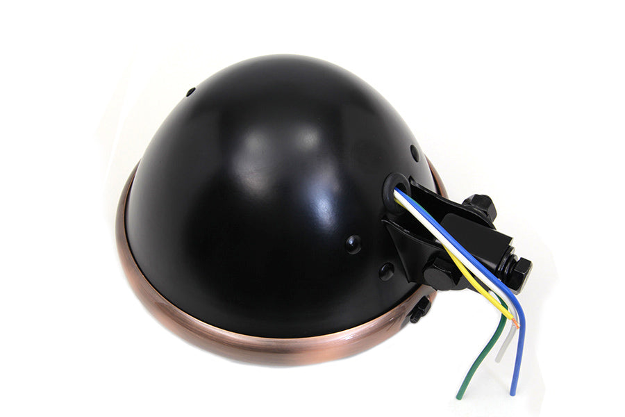 Wyatt Gatling 5-3/4 Inch Black Headlamp with Copper Plated Rim - Part Number 20-6002BBRHD