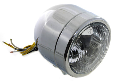 Wyatt Gatling 4 Inch Round Diamond Cut Style Headlamp Chrome – Show Chrome Finish for Motorcycle Customization