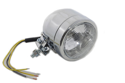 Wyatt Gatling 4 Inch Round Diamond Cut Style Headlamp Chrome – Show Chrome Finish for Motorcycle Customization