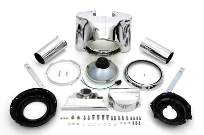 Wyatt Gatling Chrome 7 Inch Headlamp Cowl Kit for Harley Davidson Heritage Softail and Fat Boy Models