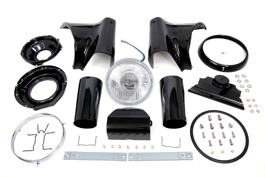 Wyatt Gatling Black 7 Inch Headlamp Cowl Kit for Harley Davidson Softail and Fat Boy Models