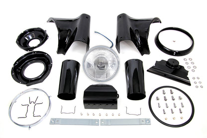 Wyatt Gatling Black 7 Inch Headlamp Cowl Kit for Harley Davidson Softail and Fat Boy Models