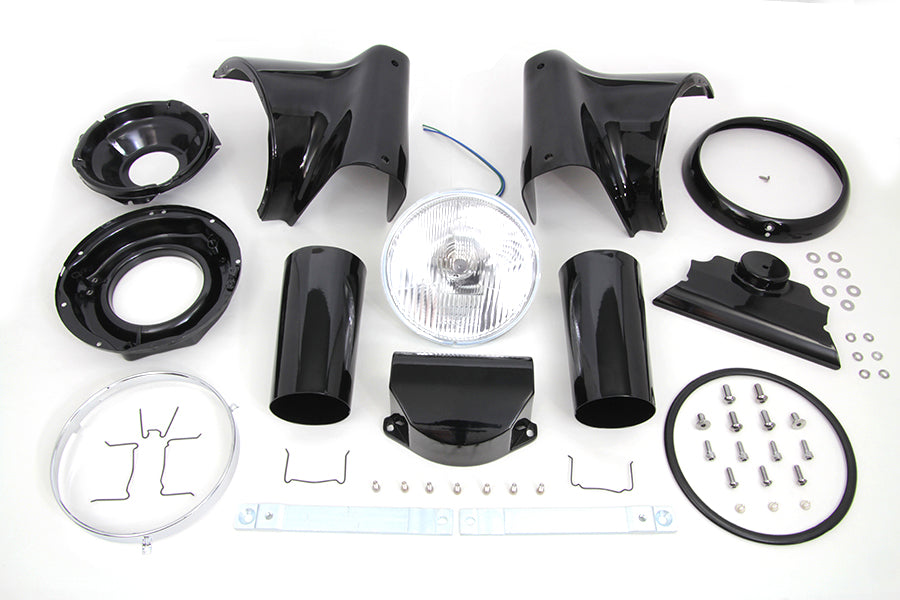 Wyatt Gatling Black 7 Inch Headlamp Cowl Kit for Harley Davidson Softail and Fat Boy Models