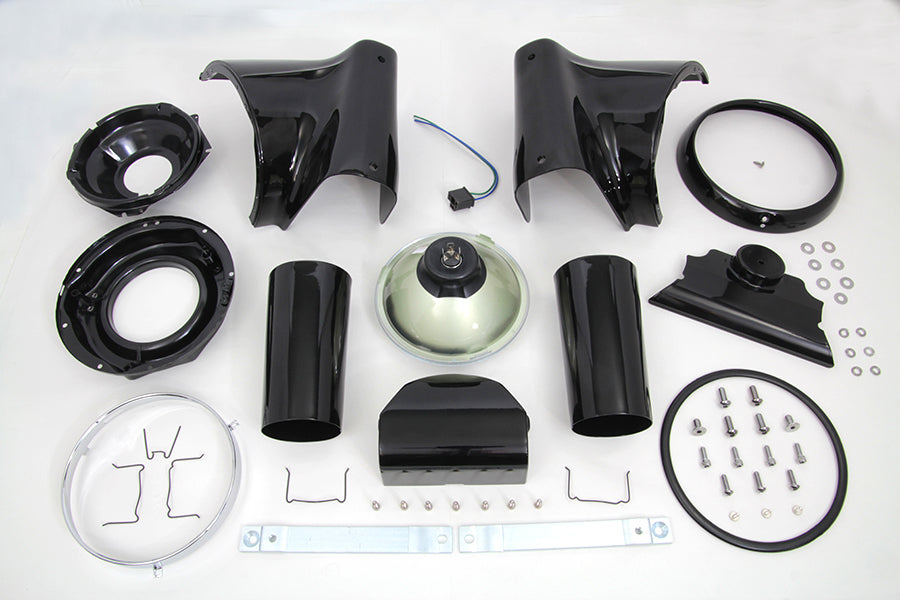 Wyatt Gatling Black 7 Inch Headlamp Cowl Kit for Harley Davidson Softail and Fat Boy Models