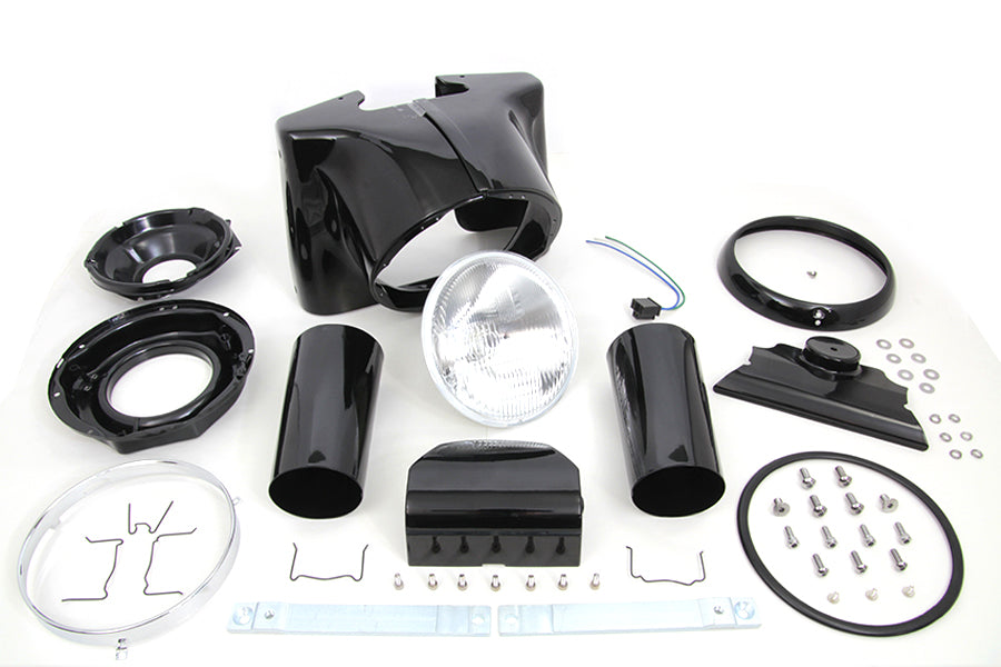 Wyatt Gatling Black 7 Inch Headlamp Cowl Kit for Harley Davidson Softail and Fat Boy Models