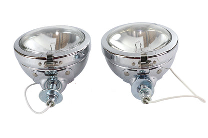 V-Twin Replica Chrome Guide Spotlamp Set 12 Volt for Harley Davidson FL Models