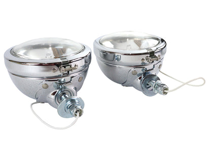V-Twin Replica Chrome Guide Spotlamp Set 12 Volt for Harley Davidson FL Models