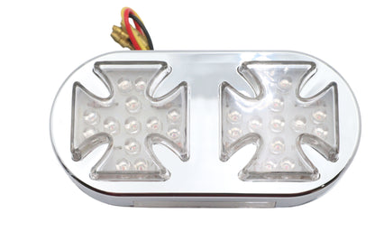 Wyatt Gatling Chrome Maltese Tail Lamp - Show/Decorative Use for Harley Davidson FXST (1984-1993)