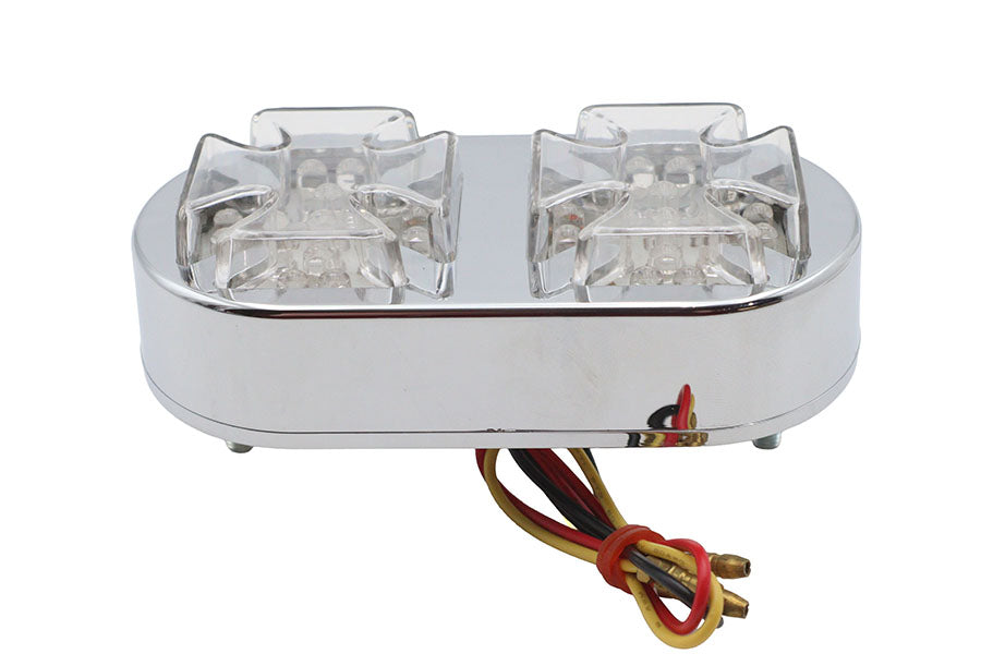 Wyatt Gatling Chrome Maltese Tail Lamp - Show/Decorative Use for Harley Davidson FXST (1984-1993)
