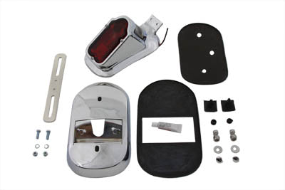 V-Twin Tombstone Tail Lamp Kit for Harley Davidson FX (1973-1982) with Chrome Die Cast License Plate Bracket and Steel Adapter