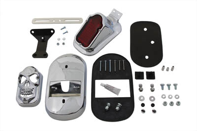 V-Twin Chrome Tombstone Tail Lamp Kit with Skull Grill for Harley Davidson XL (1999-2008)