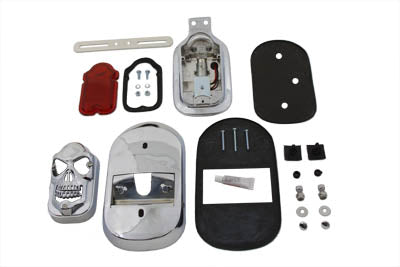 V-Twin Chrome Tombstone Tail Lamp Kit with Skull Grill for Harley Davidson XL (1999-2008)