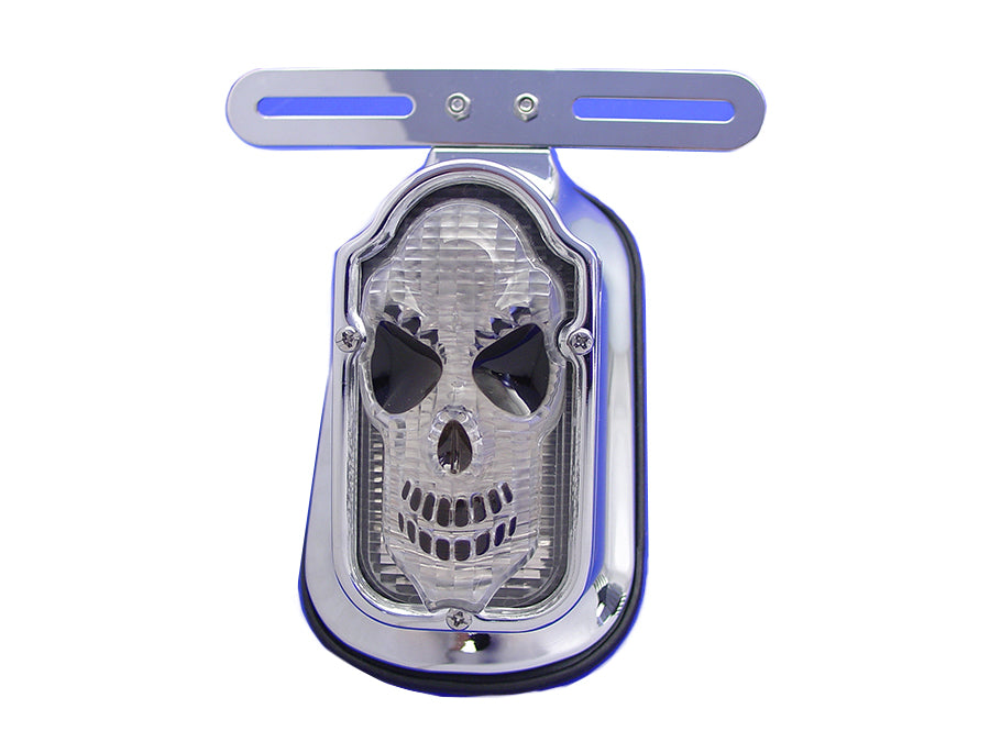 Wyatt Gatling Skull Face Tombstone Tail Lamp with Clear Lens - Show or Decorative Use Only