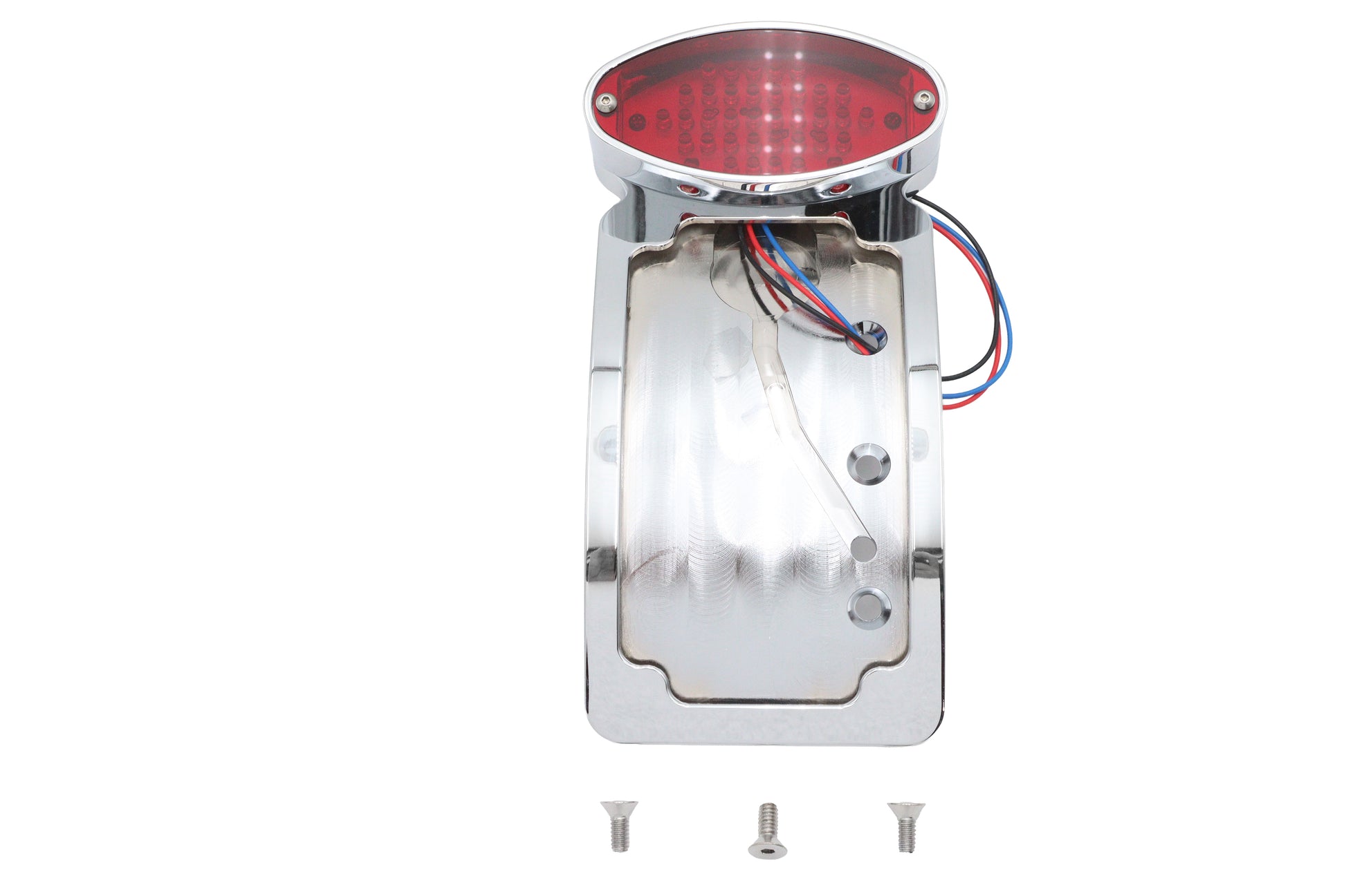 Wyatt Gatling Chrome Cateye LED Tail Lamp License Plate Assembly Part #76085T