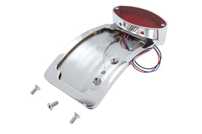 Wyatt Gatling Chrome Cateye LED Tail Lamp License Plate Assembly Part #76085T