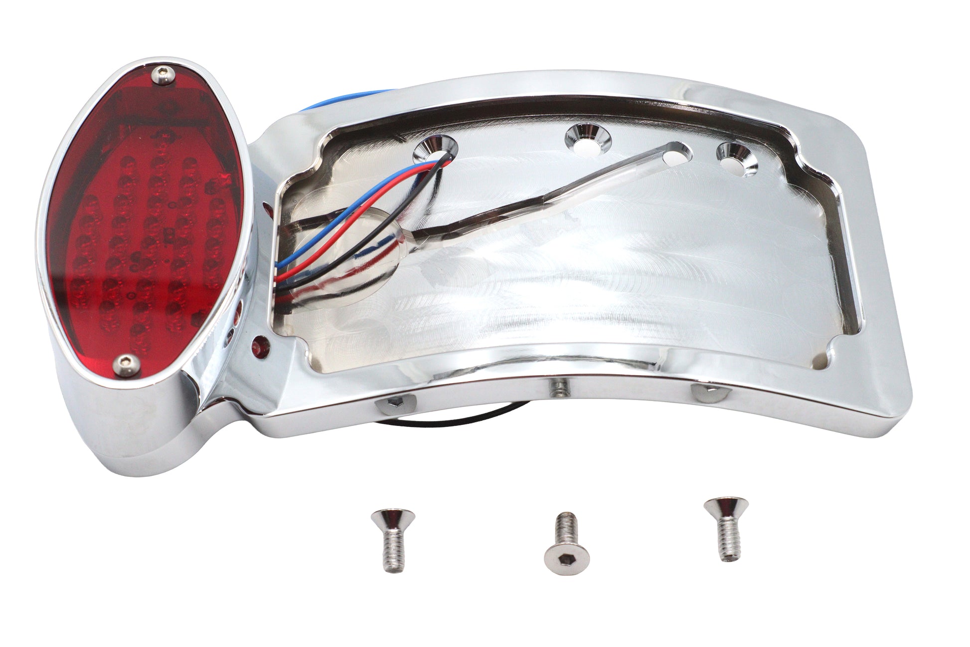 Wyatt Gatling Chrome Cateye LED Tail Lamp License Plate Assembly Part #76085T