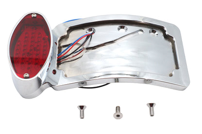 Wyatt Gatling Chrome Cateye LED Tail Lamp License Plate Assembly Part #76085T