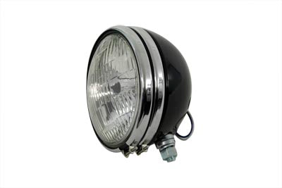 V-Twin Replica 5-3/4 inch Round Black Headlamp for Harley Davidson FX (1974-1983)
