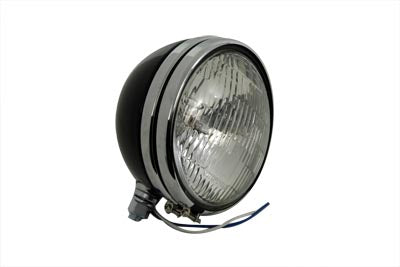 V-Twin Replica 5-3/4 inch Round Black Headlamp for Harley Davidson FX (1974-1983)