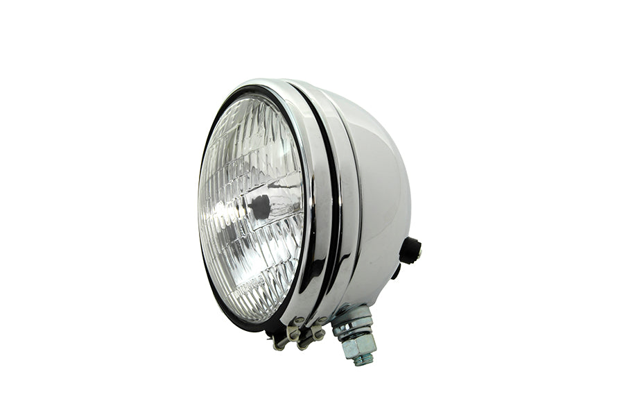 V-Twin Replica 5-3/4 Inch Round Chrome Headlamp for Harley Davidson Models