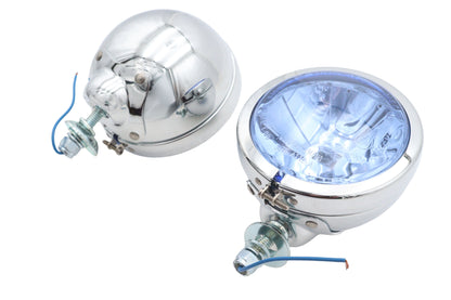 Wyatt Gatling H-3 Spotlamp Set with Blue Lens for Harley Davidson FL 1964-1973