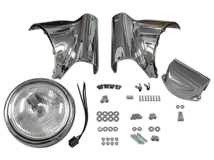 Wyatt Gatling Chrome Headlamp Cowl Kit for Harley Davidson FLST Models