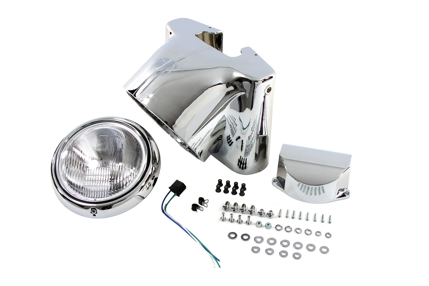 Wyatt Gatling Chrome Headlamp Cowl Kit for Harley Davidson FLST Models